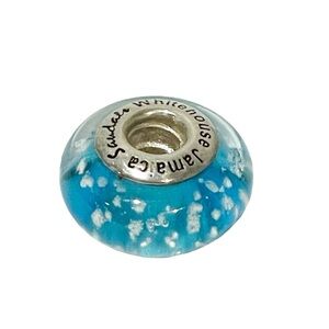 Amoro 925 Sterling Silver Murano Glass Caribben Sea Sand Bead Charm